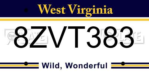 8ZVT383 West Virginia License Plate