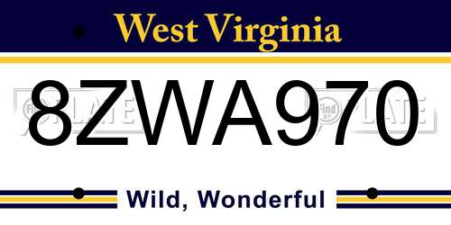 8ZWA970 West Virginia License Plate
