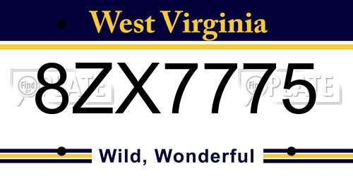 8ZX7775 West Virginia License Plate