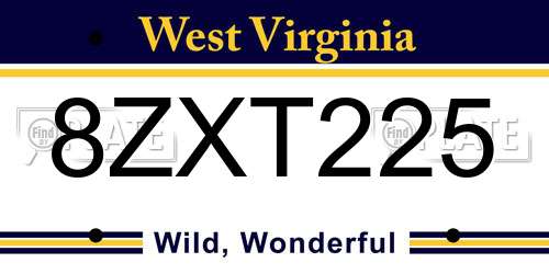 8ZXT225 West Virginia License Plate