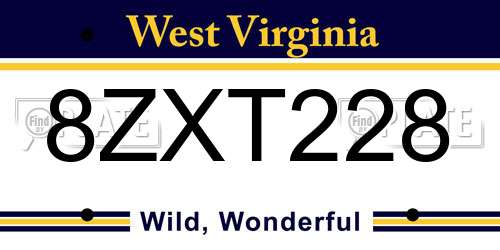 8ZXT228 West Virginia License Plate