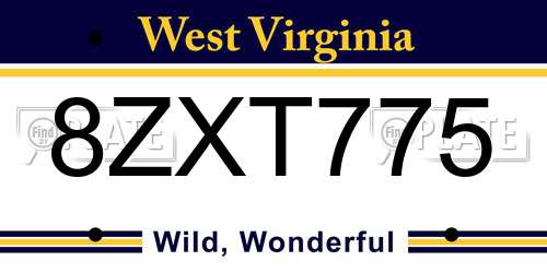 8ZXT775 West Virginia License Plate