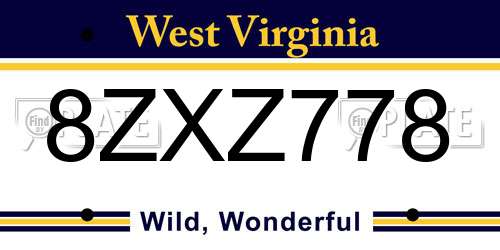 8ZXZ778 West Virginia License Plate