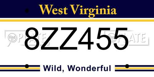 8ZZ455 West Virginia License Plate