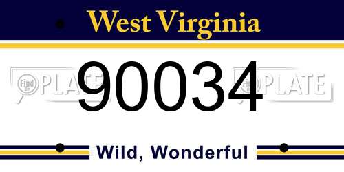 90034 West Virginia License Plate
