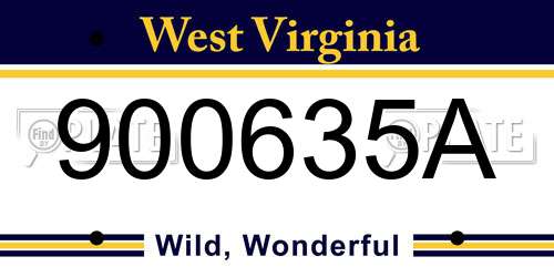 900635A West Virginia License Plate