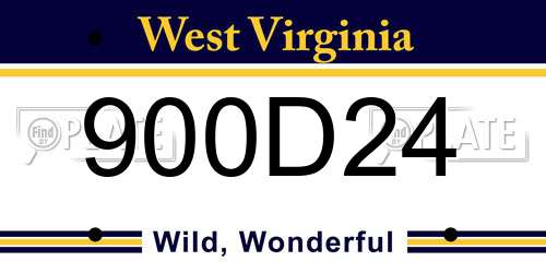 900D24 West Virginia License Plate