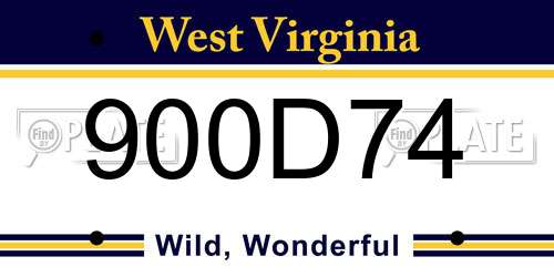 900D74 West Virginia License Plate