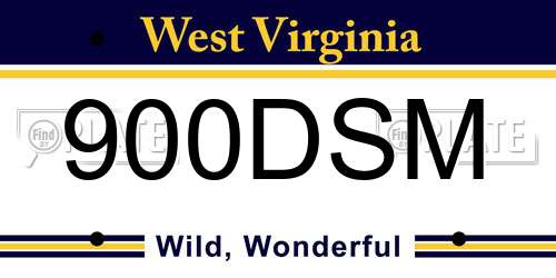900DSM West Virginia License Plate