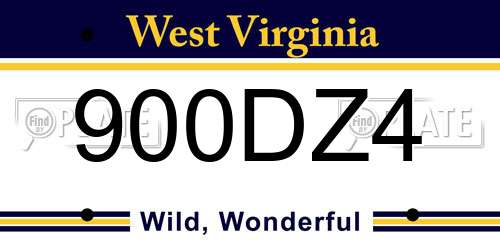 900DZ4 West Virginia License Plate