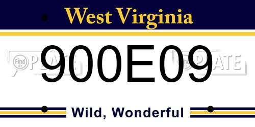 900E09 West Virginia License Plate