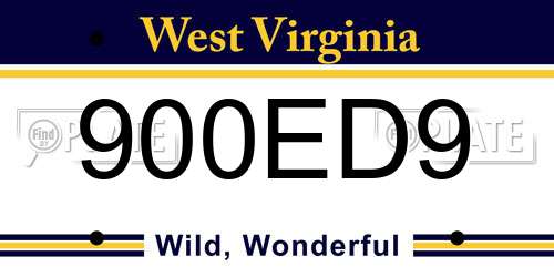 900ED9 West Virginia License Plate