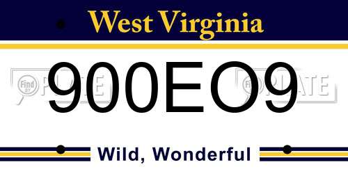 900EO9 West Virginia License Plate