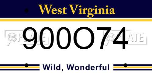 900O74 West Virginia License Plate