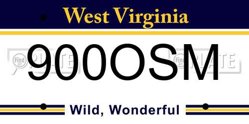 900OSM West Virginia License Plate