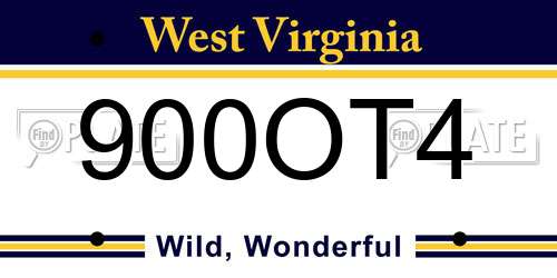 900OT4 West Virginia License Plate