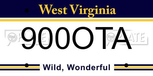 900OTA West Virginia License Plate