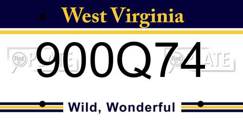 900Q74 West Virginia License Plate