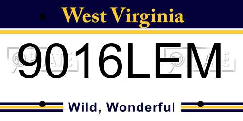 9016LEM West Virginia License Plate