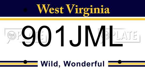 901JML West Virginia License Plate