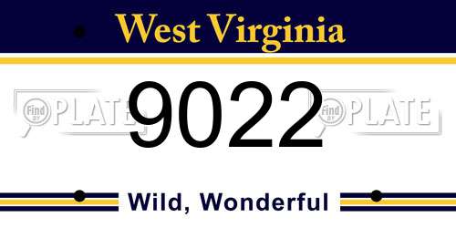 9022 West Virginia License Plate