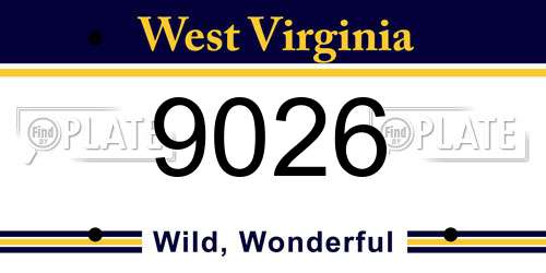 9026 West Virginia License Plate