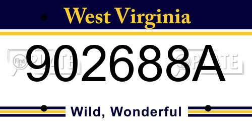 902688A West Virginia License Plate