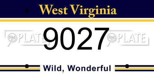 9027 West Virginia License Plate