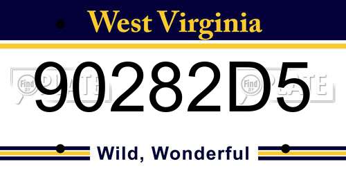 90282D5 West Virginia License Plate