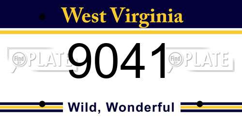 9041 West Virginia License Plate