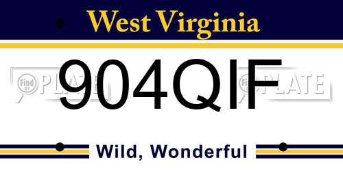 904QIF West Virginia License Plate