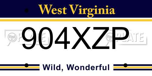 904XZP West Virginia License Plate