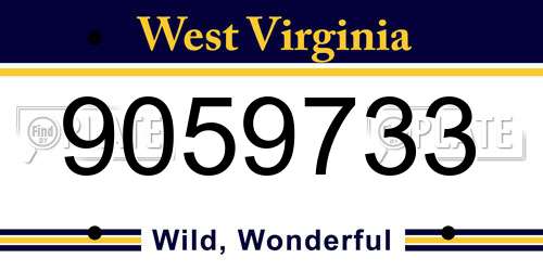 9059733 West Virginia License Plate