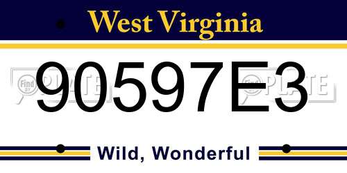 90597E3 West Virginia License Plate