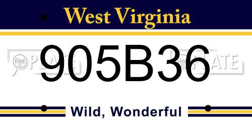 905B36 West Virginia License Plate