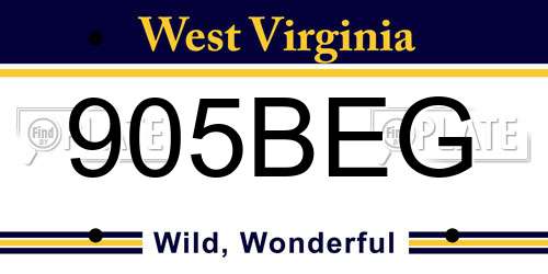 905BEG West Virginia License Plate