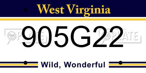905G22 West Virginia License Plate