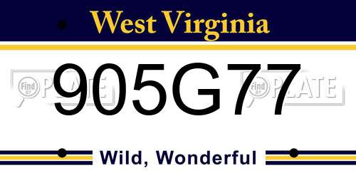 905G77 West Virginia License Plate