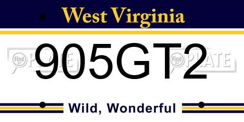905GT2 West Virginia License Plate