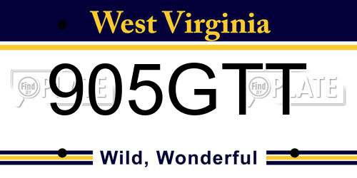 905GTT West Virginia License Plate