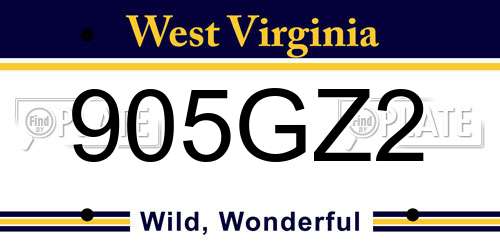 905GZ2 West Virginia License Plate