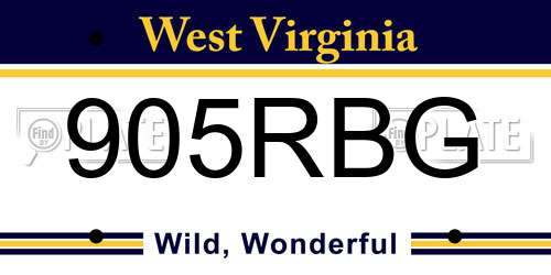 905RBG West Virginia License Plate