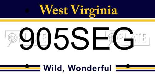 905SEG West Virginia License Plate