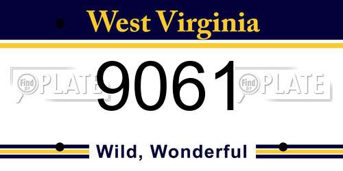 9061 West Virginia License Plate