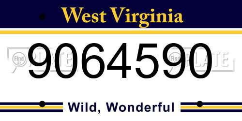 9064590 West Virginia License Plate