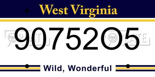 90752O5 West Virginia License Plate