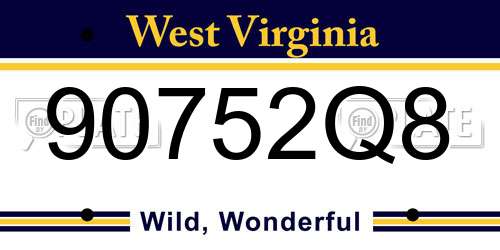90752Q8 West Virginia License Plate