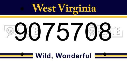 9075708 West Virginia License Plate