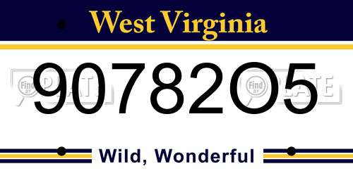 90782O5 West Virginia License Plate