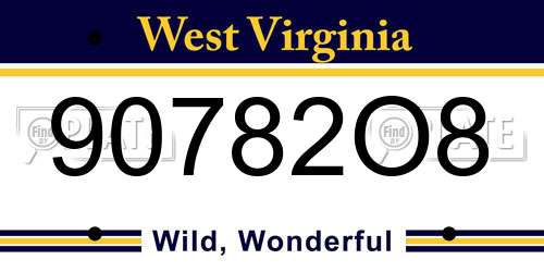 90782O8 West Virginia License Plate